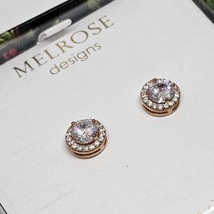 Melrose Designs 925 Sterling Vermeil - CZ Stud Earrings Cubic Zirconia New